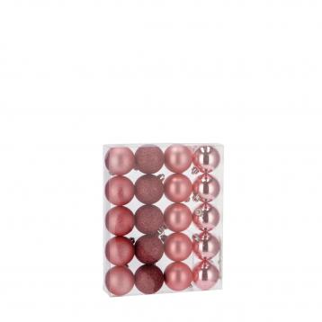 Set 20 palline di natale rosa in plastica d5 cm