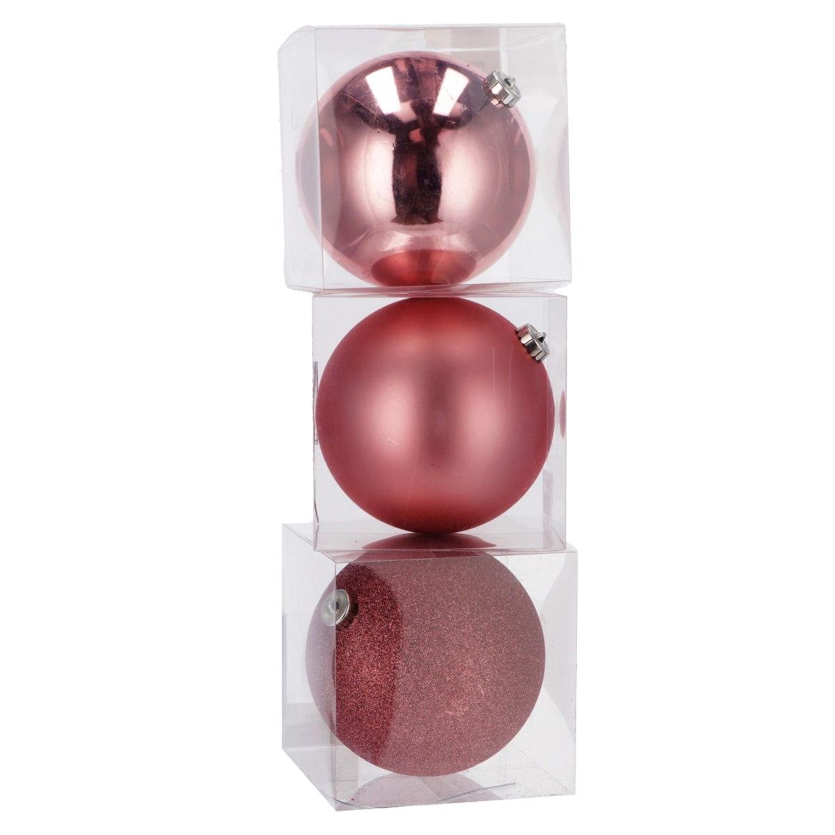 Pallina di natale rosa in plastica d15 cm