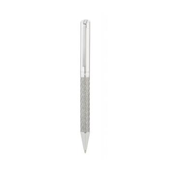 Penna sfera bicolore con finitura di carbonio argento Bagutta<br />