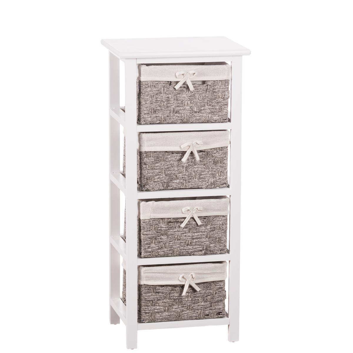 Mobiletto in legno con 4 cassetti grigi 34x25xh78 cm