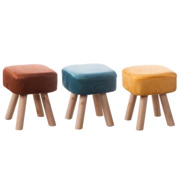 Pouf in velluto bulls con gambe in legno 26x26xh34,5 cm