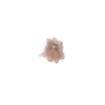 Clic clac bimba fiore tessuto con pelo e farfallina strass