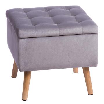 Pouf in velluto amad con contenitore grigio 39x39xh39 cm