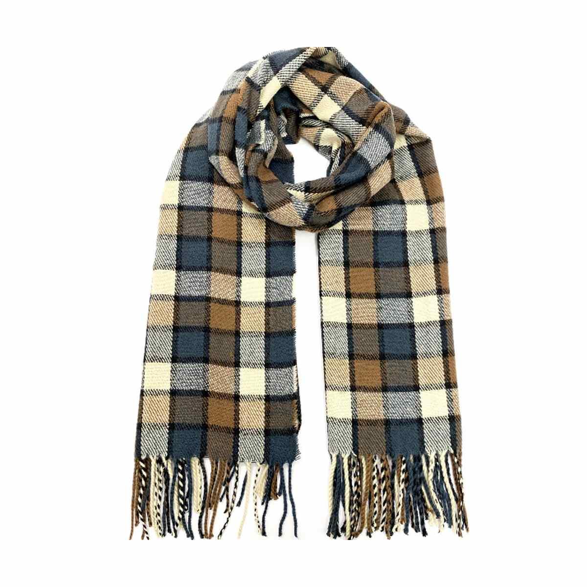 Sciarpa uomo quadri multicolor con frange polo play