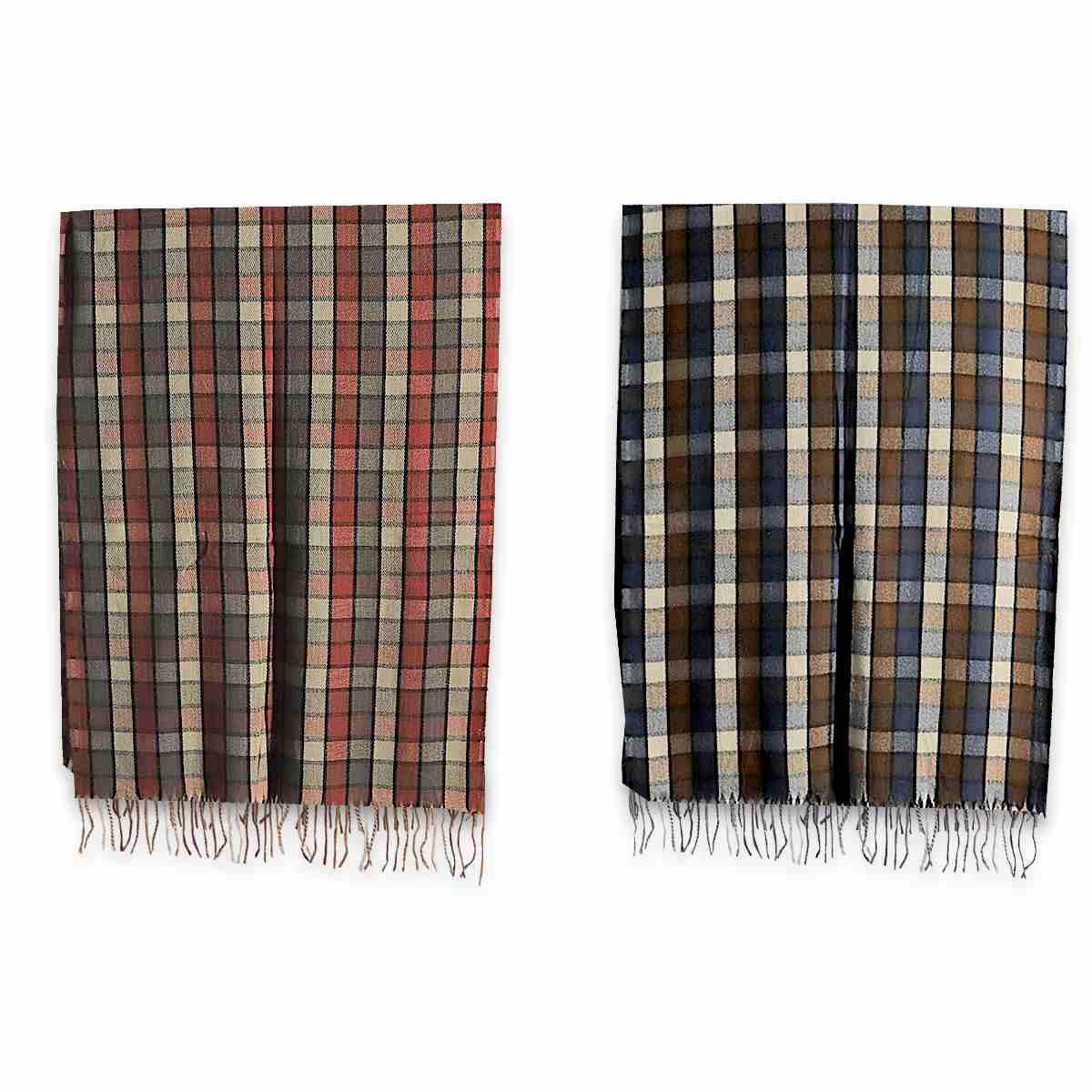 Sciarpa uomo quadri multicolor con frange polo play